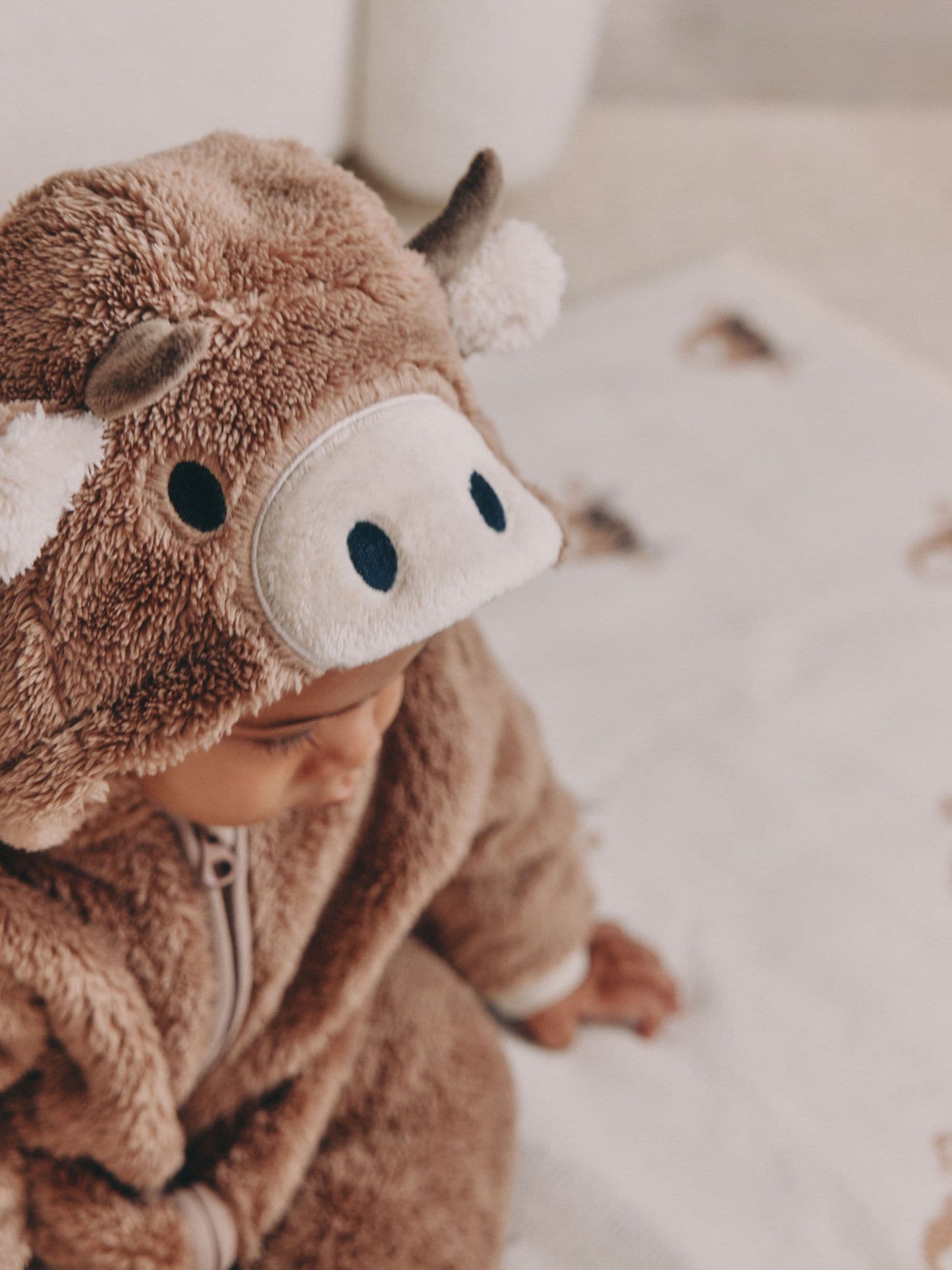 Brown Hamish Hooded Baby Fleece Pramsuit (0-18mths)