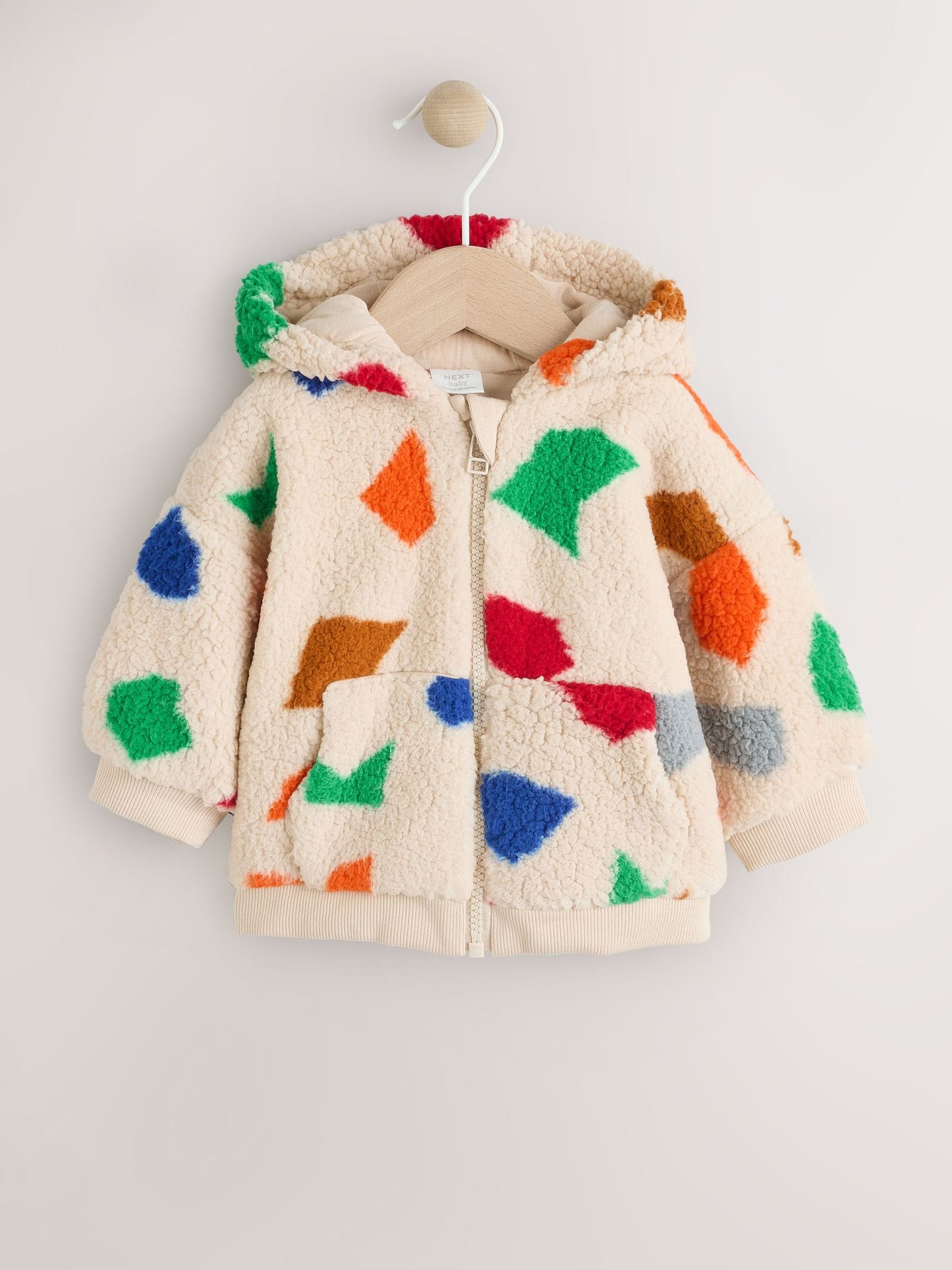 Natural Bright Geo Printed Zip Through Hooded Baby Jacket (0mths-2yrs)