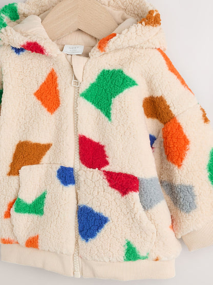 Natural Bright Geo Printed Zip Through Hooded Baby Jacket (0mths-2yrs)