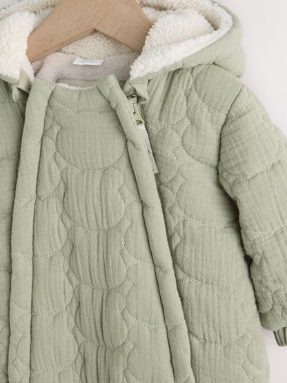 Sage Green Crinkled Baby Pramsuit (0mths-2yrs)