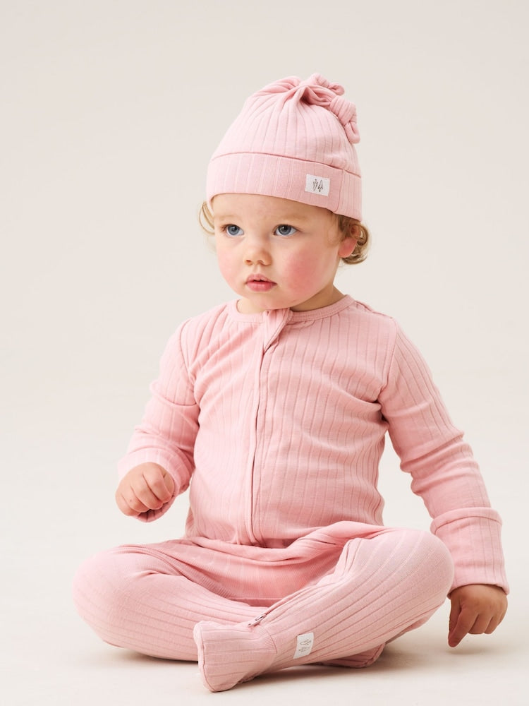 Angel & Rocket Pink Babygrow with Hat Set