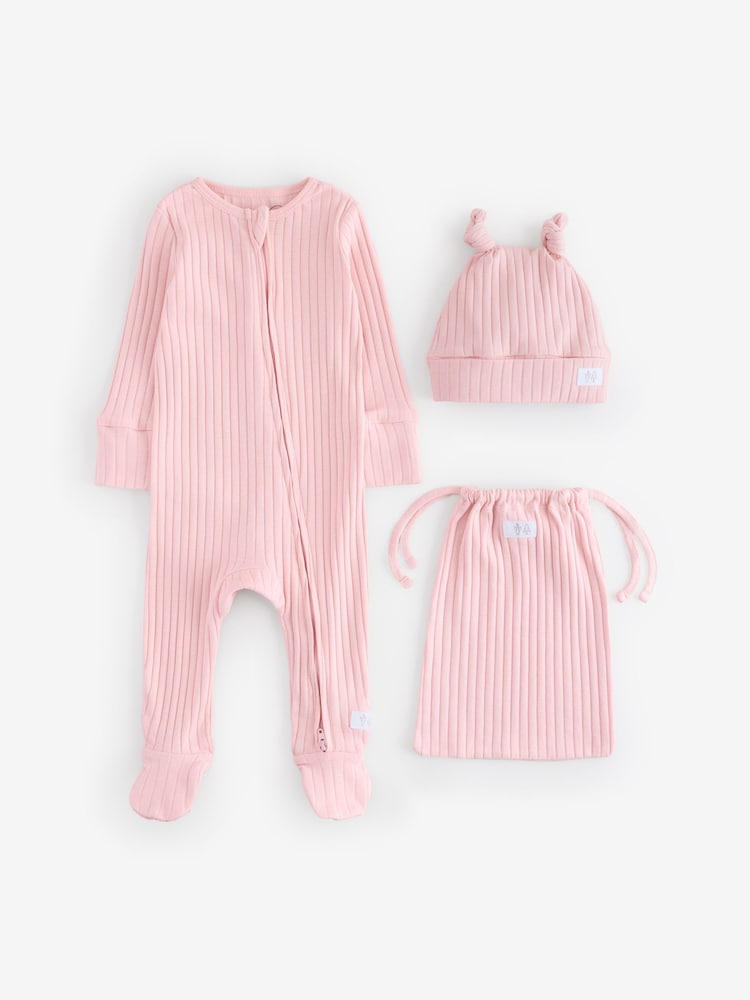 Angel & Rocket Pink Babygrow with Hat Set