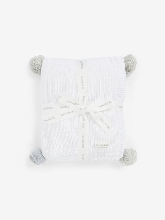 The Little Tailor Pink Pom Pom Plush Lined Blanket image 1