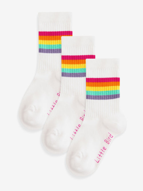 Little Bird by Jools Oliver White Pastel Stripe Tube Socks 3 Pack image 1