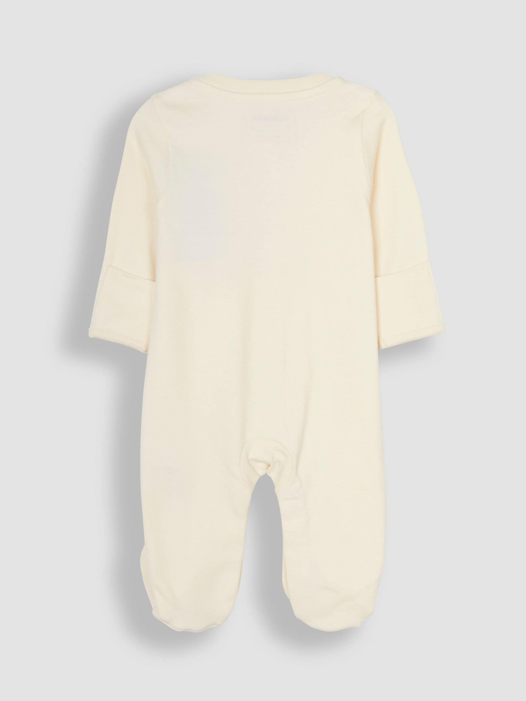 JoJo Maman Bébé Natural Cream Cotton Footed Animal Print Sleepsuits 3-Pack image 5
