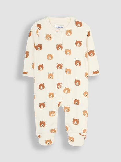 JoJo Maman Bébé Natural Cream Cotton Footed Animal Print Sleepsuits 3-Pack image 6