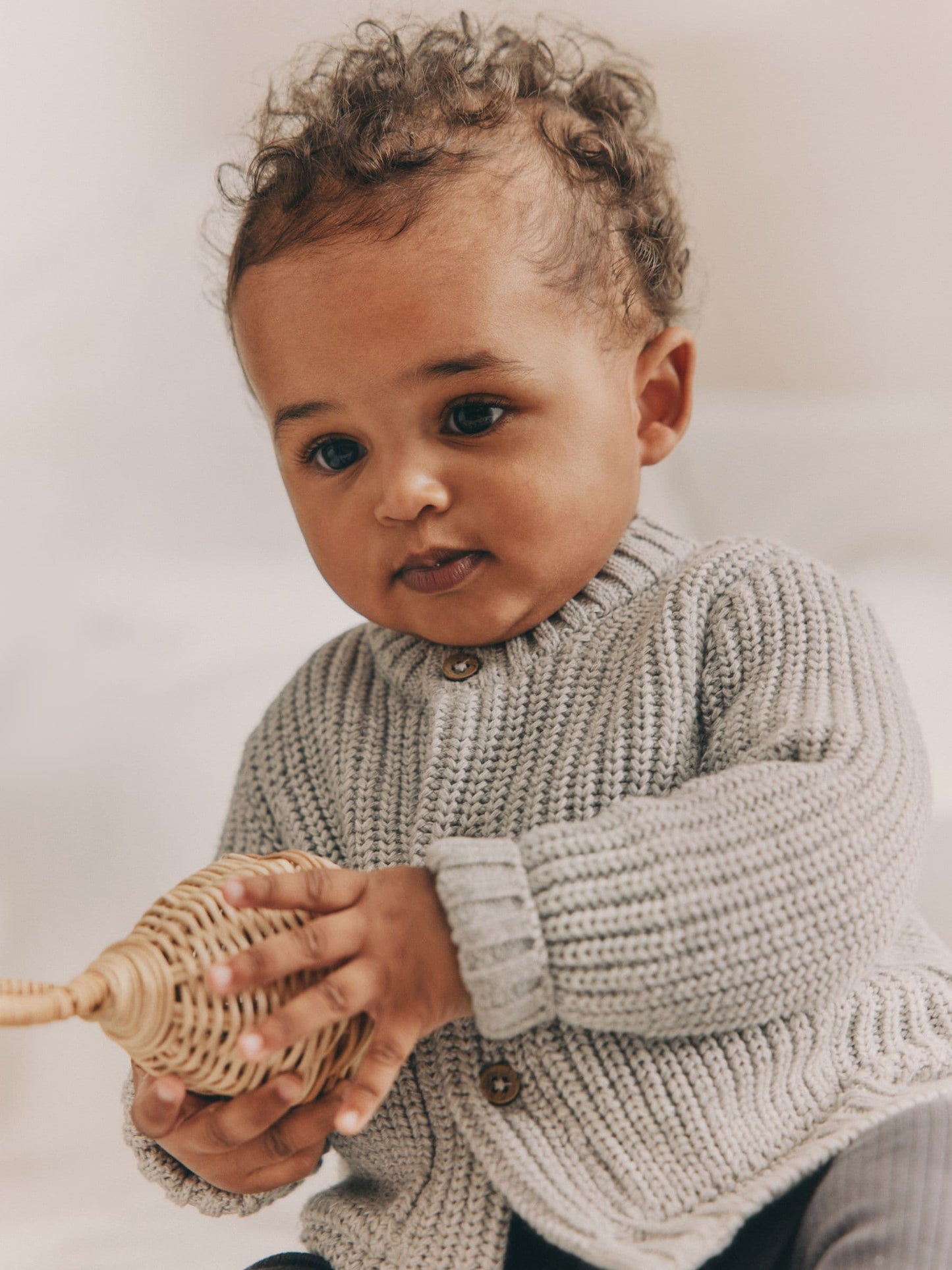 Grey Born In 2025 Baby Knitted 100% Cotton Cardigan
