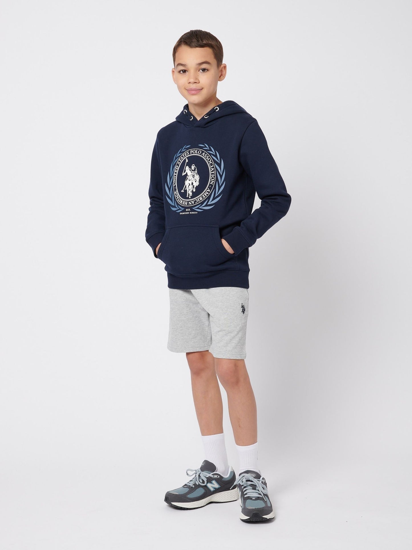 Dsiney Kidz - U.S. Polo Assn. Grey Boys 100% Cotton Double Horsemen Sweat Shorts image 3