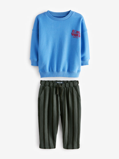 Dsiney Kidz - Blue/Grey Single Sweatshirt And Stripe Joggers Set (3mths-7yrs) image 1