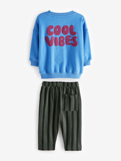 Dsiney Kidz - Blue/Grey Single Sweatshirt And Stripe Joggers Set (3mths-7yrs) image 2