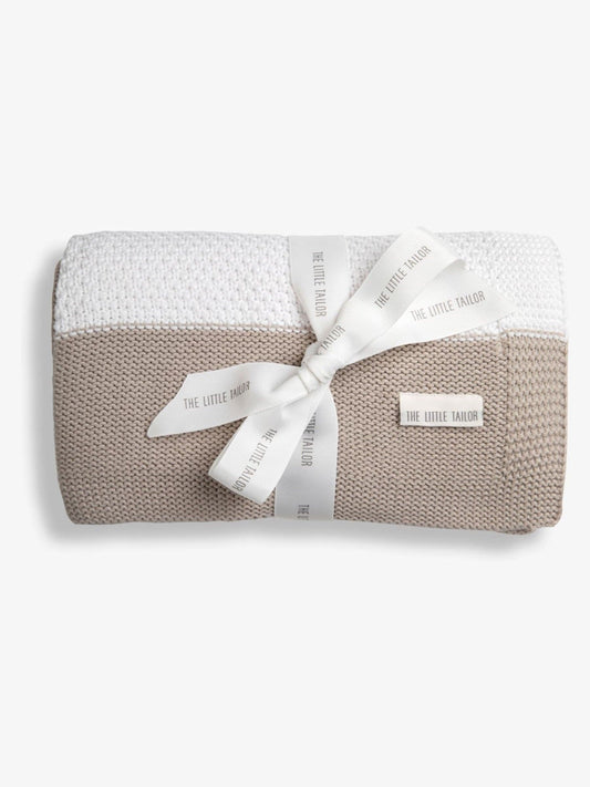 The Little Tailor Natural Baby 100% Cotton Textured Stripe Shawl Blanket image 1