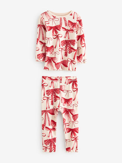 Red Bow/ Heart Long Sleeve Snuggle Pyjamas 3 Pack (9mths-16yrs)