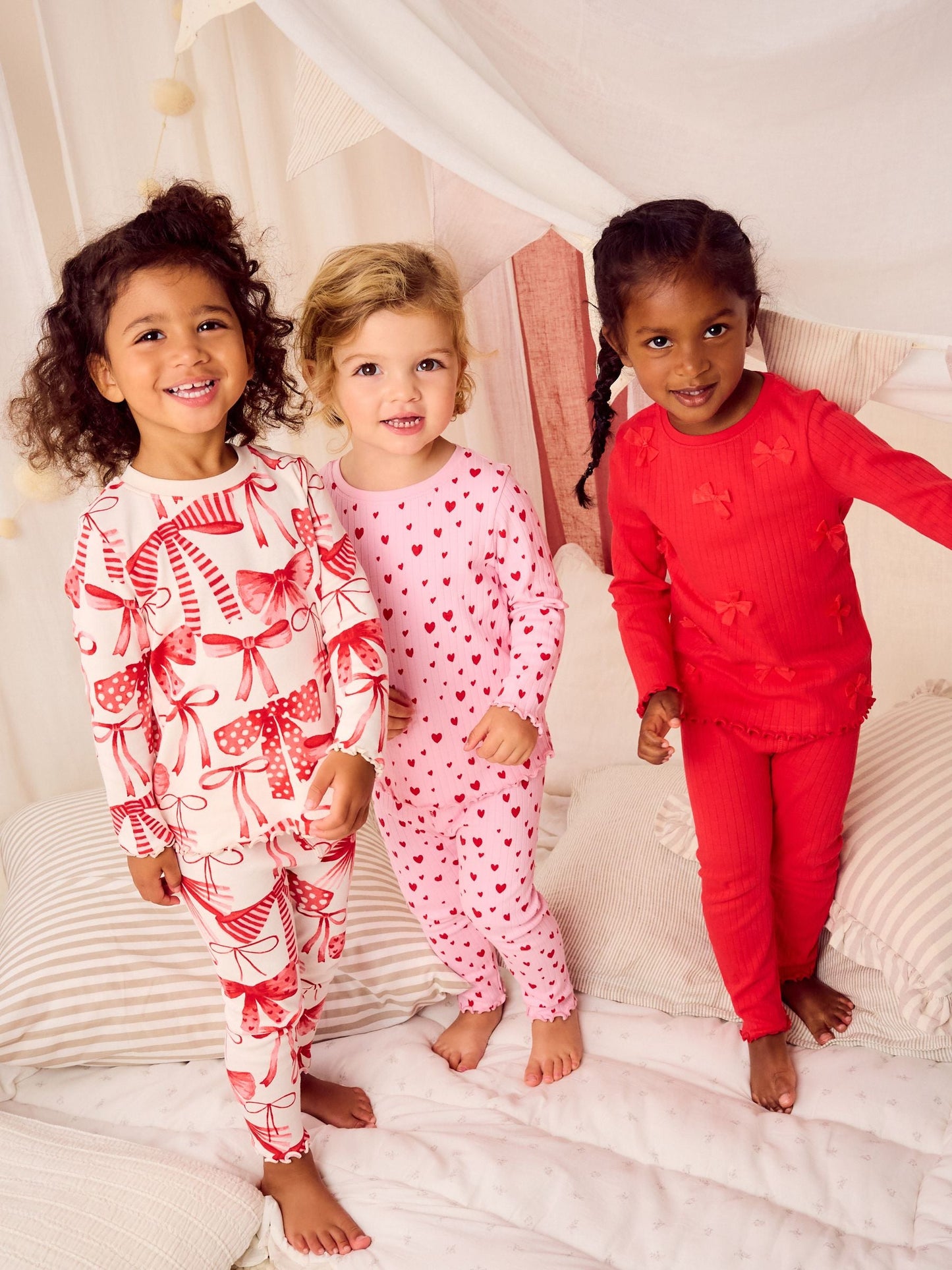 Red Bow/ Heart Long Sleeve Snuggle Pyjamas 3 Pack (9mths-16yrs)
