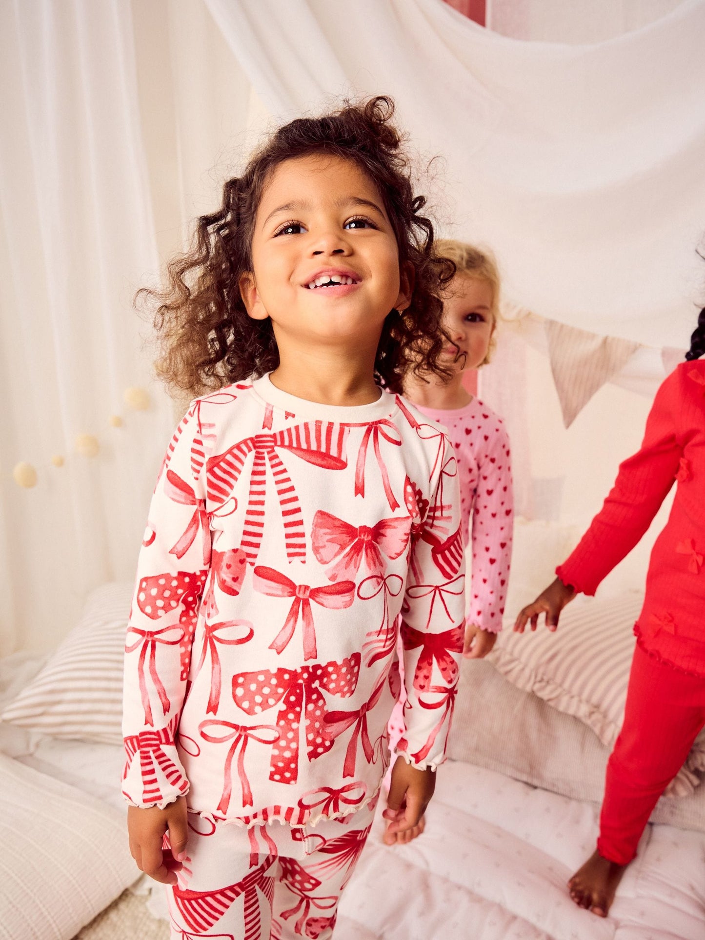Red Bow/ Heart Long Sleeve Snuggle Pyjamas 3 Pack (9mths-16yrs)