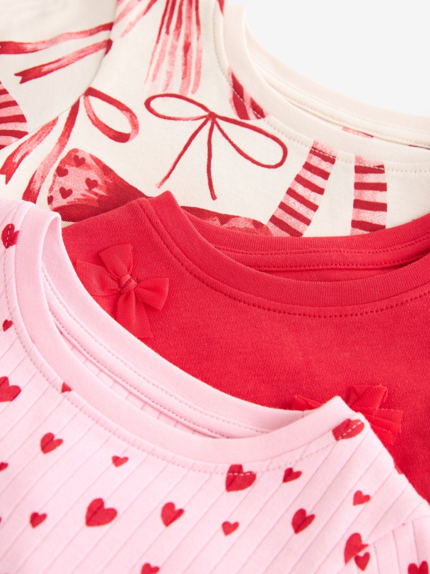 Red Bow/ Heart Long Sleeve Snuggle Pyjamas 3 Pack (9mths-16yrs)