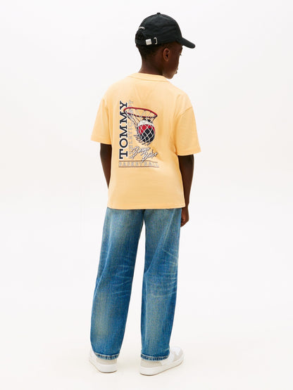 Tommy Hilfiger Orange Back Graphic Crew Neck T-Shirt image 2