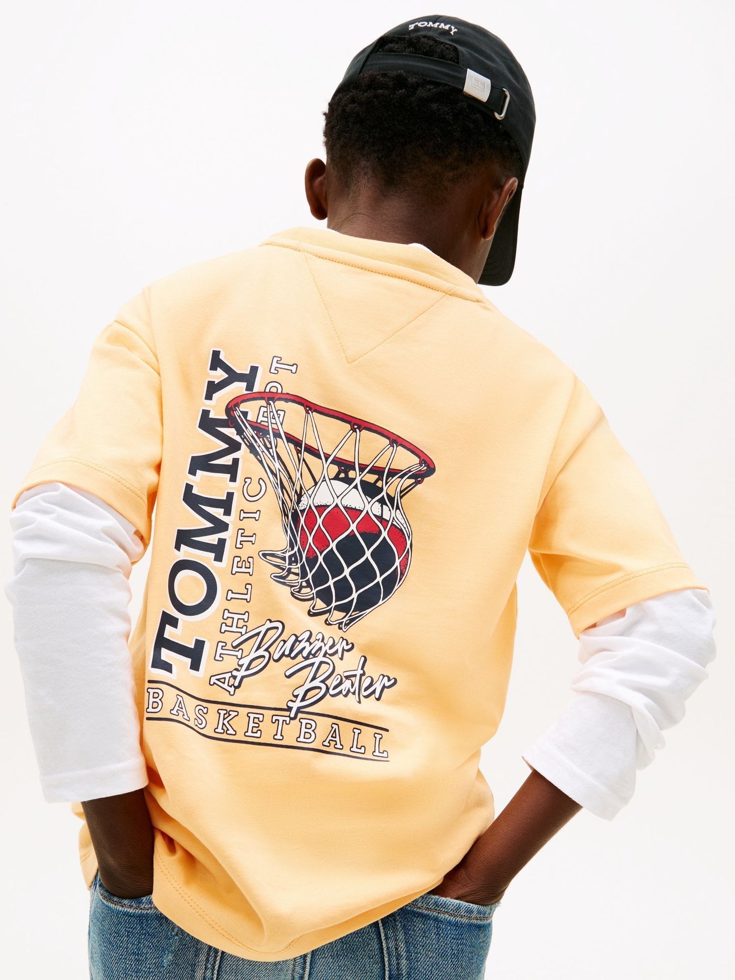 Tommy Hilfiger Orange Back Graphic Crew Neck T-Shirt image 4