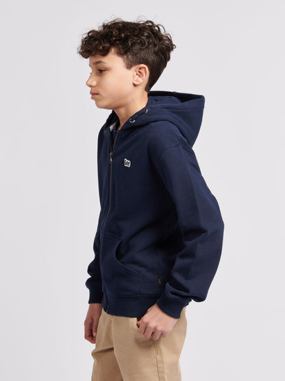 Dsiney Kidz - Lee Blue Boys 100% Cotton Zip-Through Badge Hoodie image 4