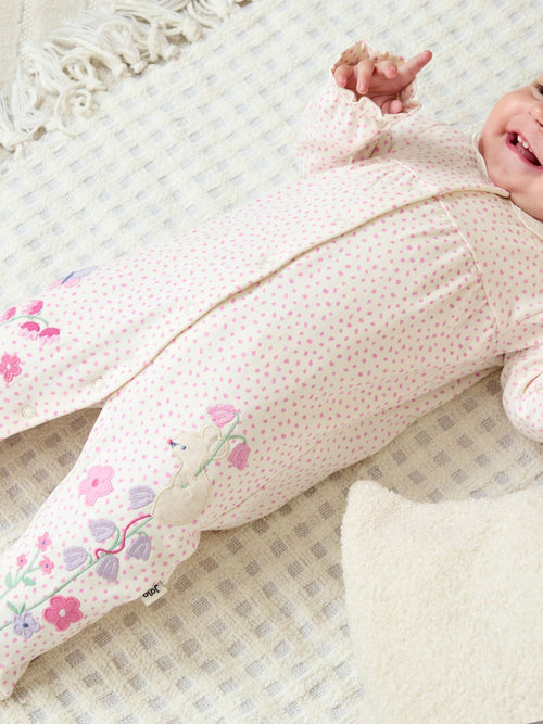 JoJo Maman Bébé Pink Pretty Appliqué Sleepsuit image 1