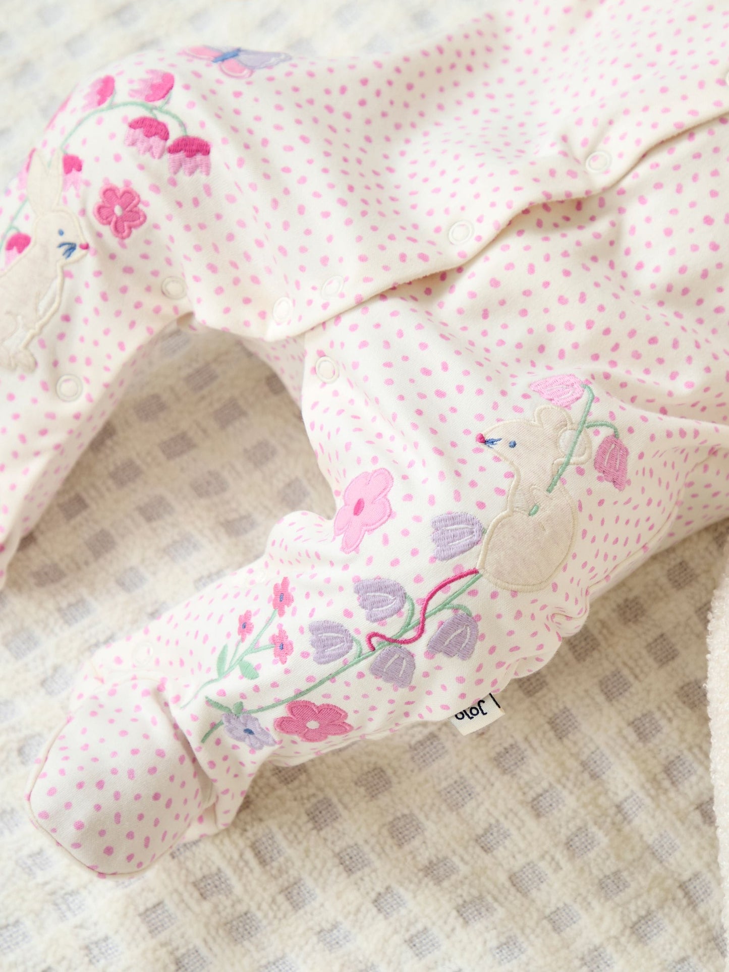 JoJo Maman Bébé Pink Pretty Appliqué Sleepsuit image 5