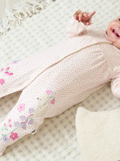 JoJo Maman Bébé Pink Pretty Appliqué Sleepsuit image 1
