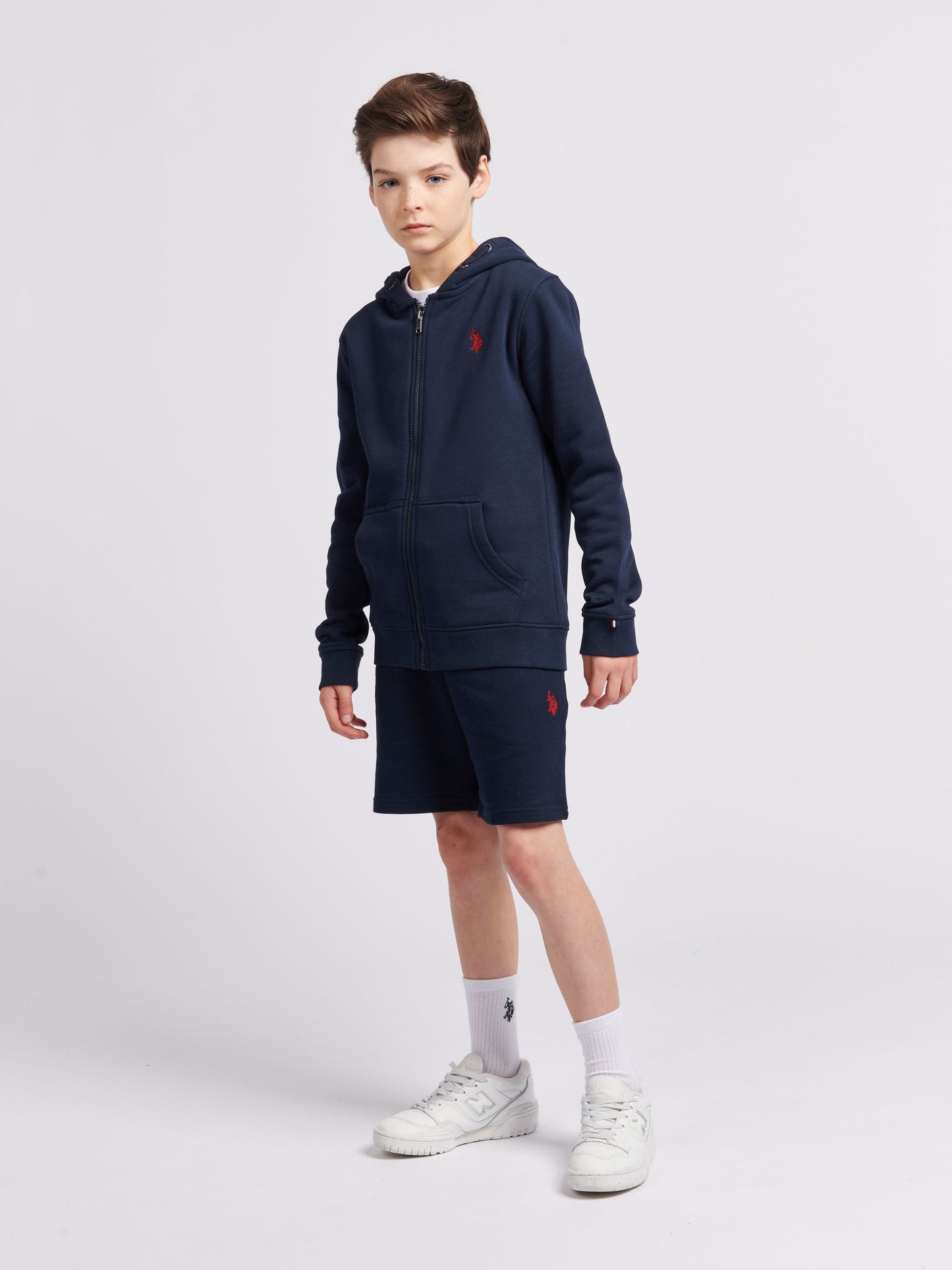 Dsiney Kidz - U.S. Polo Assn. Blue Dark Boys 100% Cotton Double Horsemen Sweat Shorts image 3