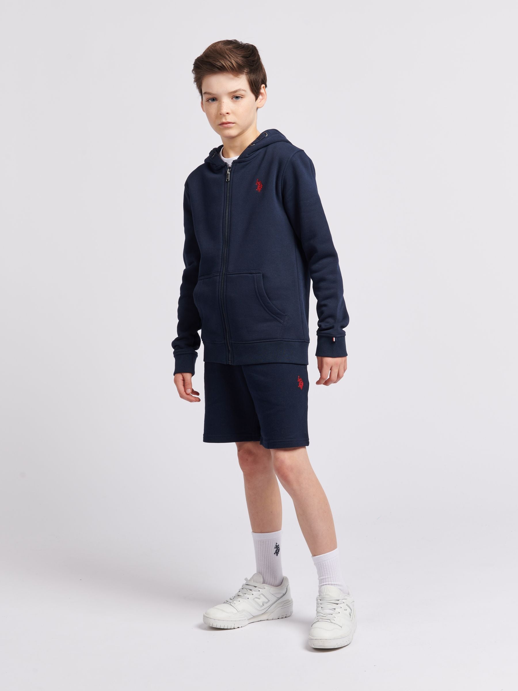 Dsiney Kidz - U.S. Polo Assn. Blue Dark Boys 100% Cotton Double Horsemen Sweat Shorts image 3