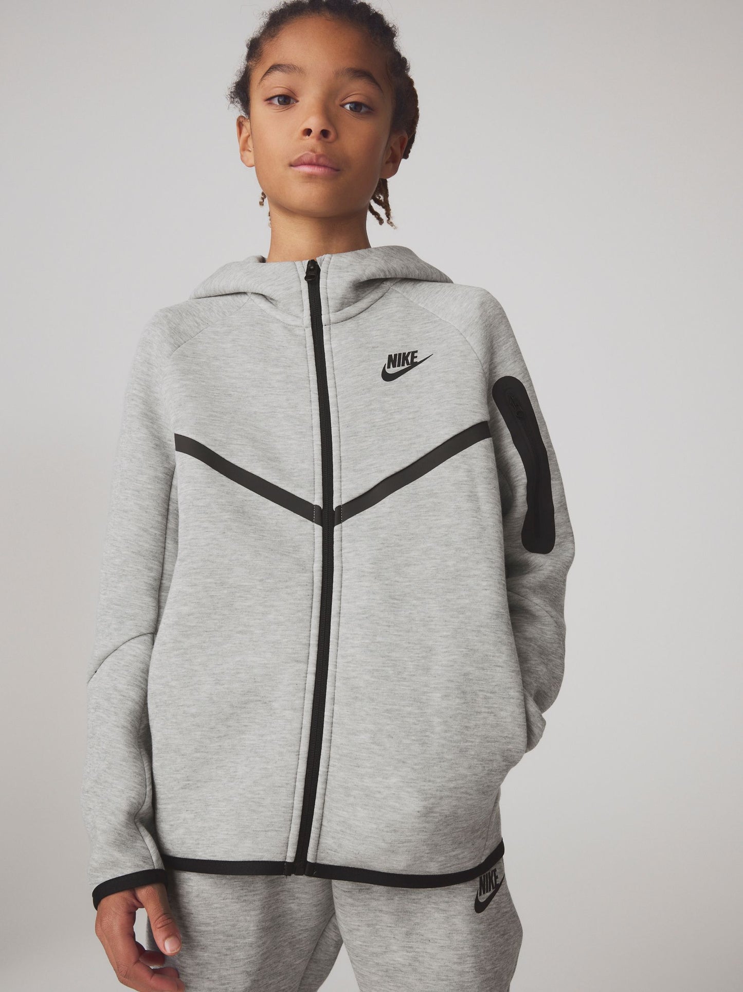 Dsiney Kidz - Nike Dark Grey Heather Tech Fleece Zip Through Hoodie image 1