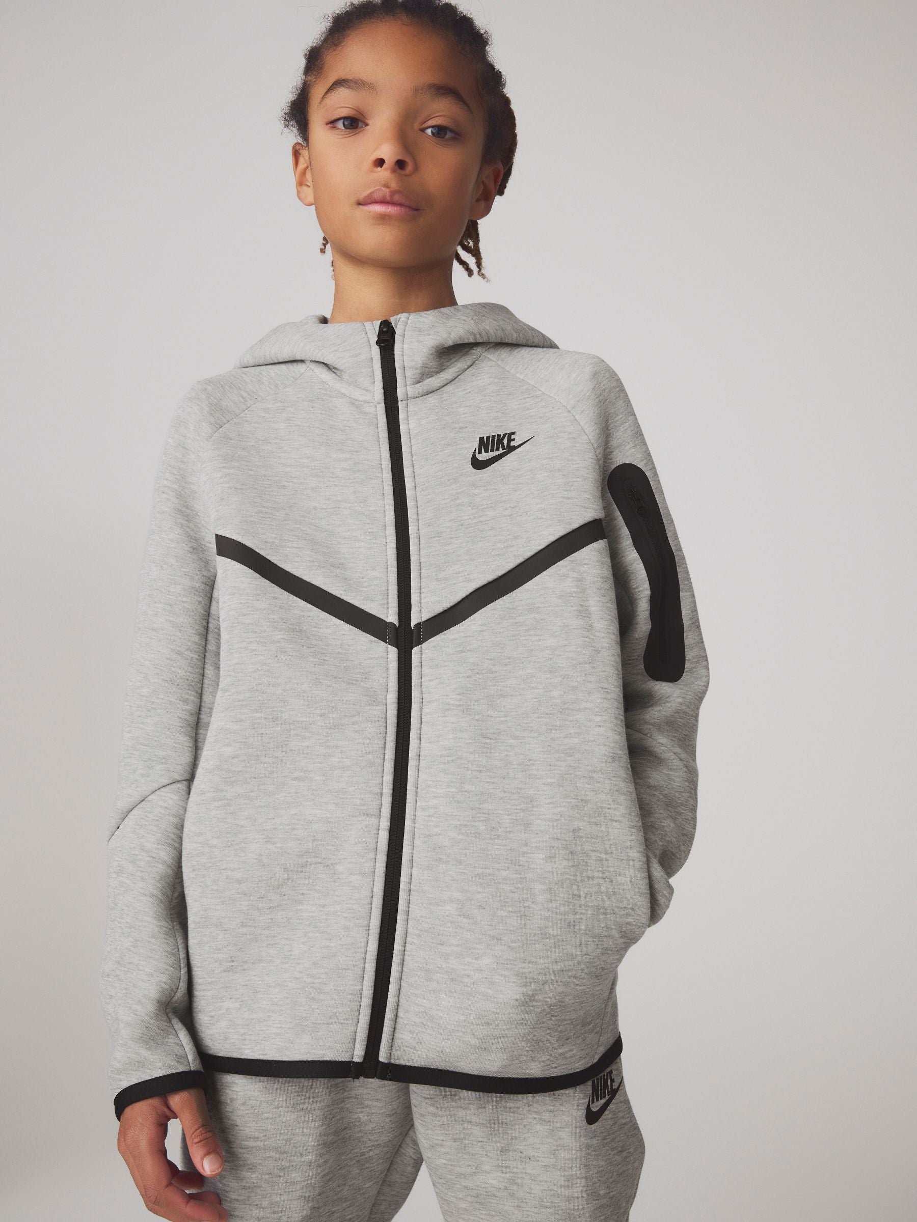 Dsiney Kidz - Nike Dark Grey Heather Tech Fleece Zip Through Hoodie image 1