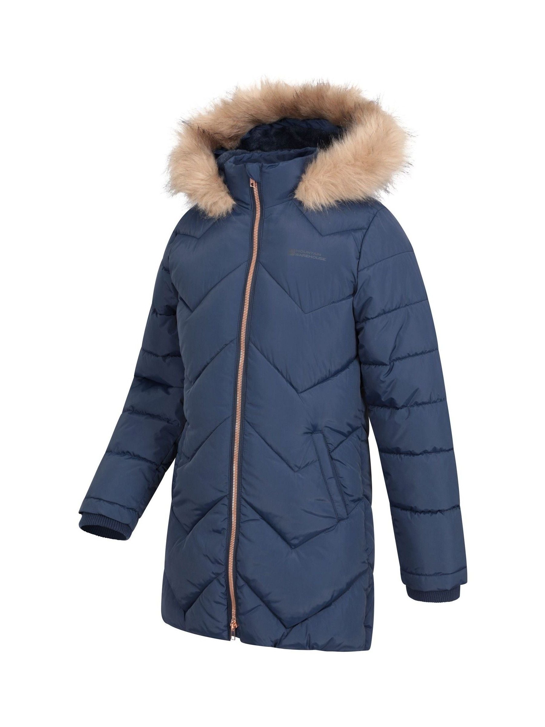 Dsiney Kidz - Mountain Warehouse Blue Galaxy Water Resistant Long Padded Jacket image 2