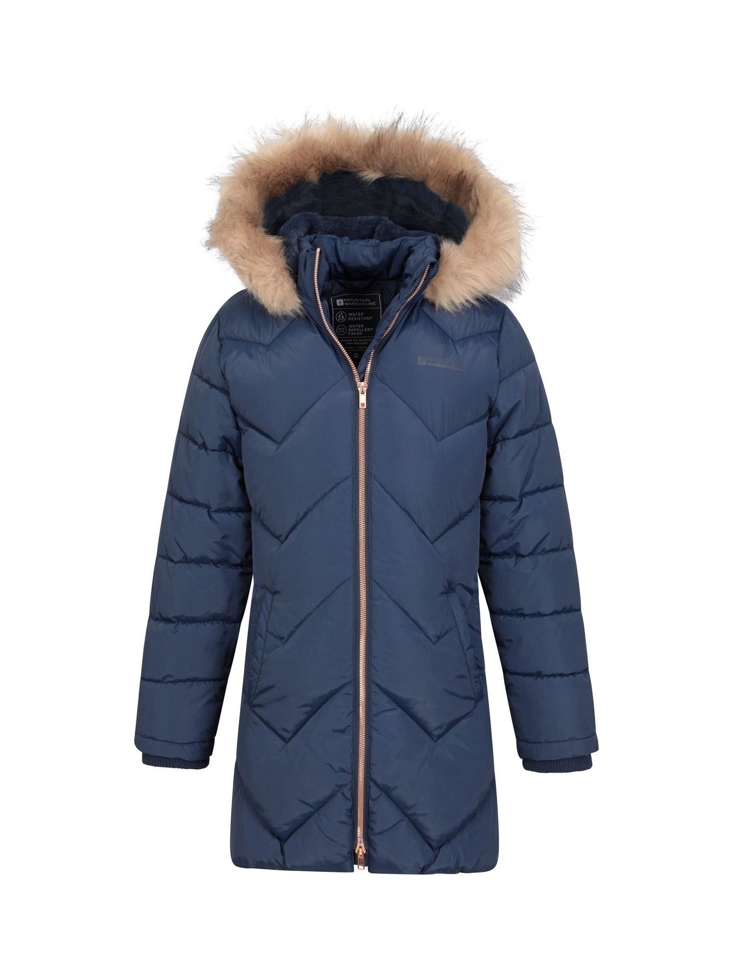 Dsiney Kidz - Mountain Warehouse Blue Galaxy Water Resistant Long Padded Jacket image 3