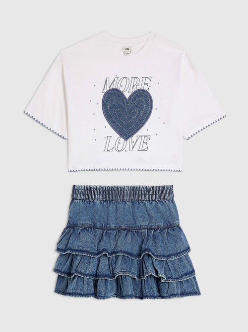 Dsiney Kidz - River Island Blue Pretty Bow T-Shirt & Rara Skirt Set image 1