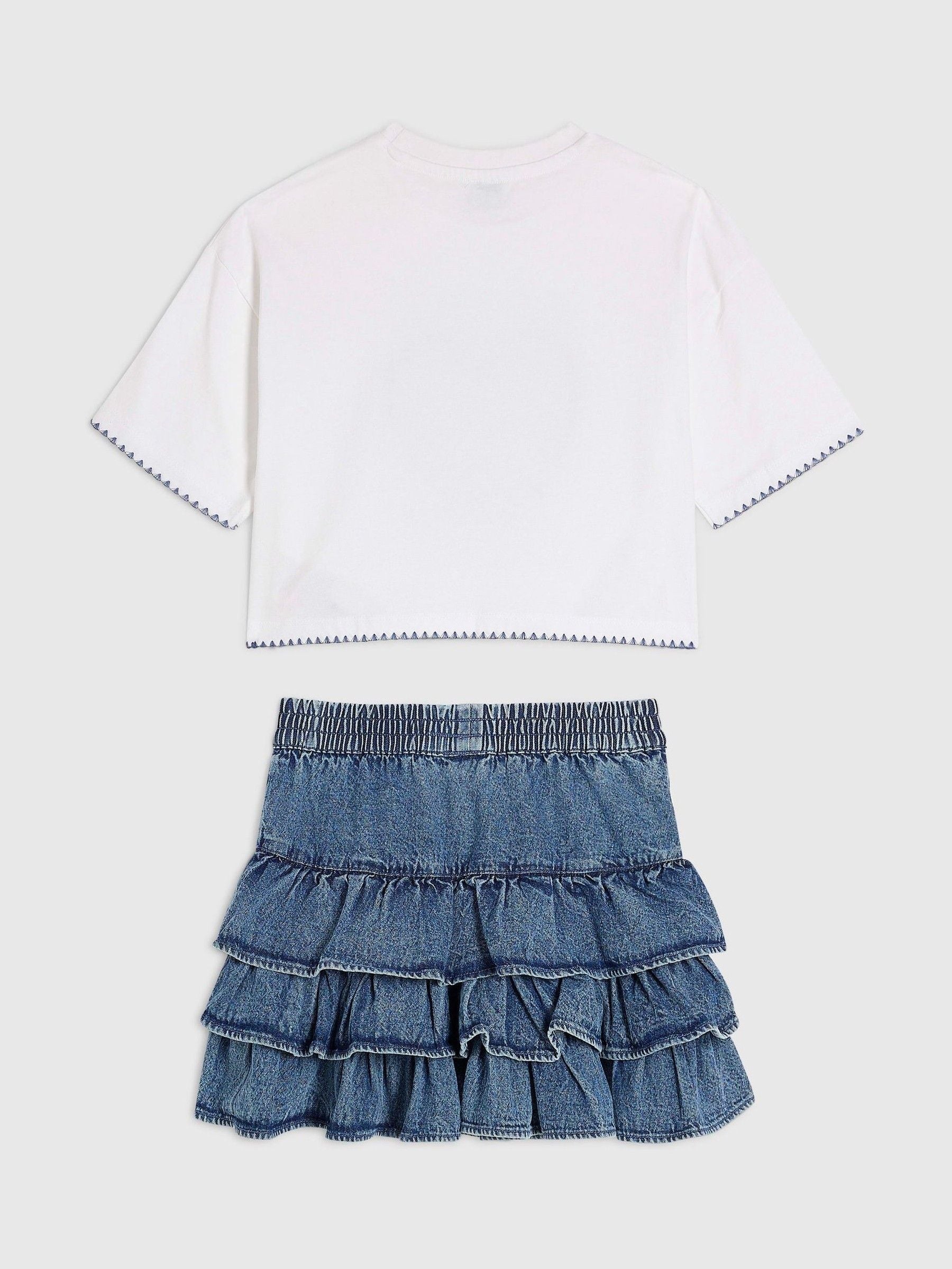 Dsiney Kidz - River Island Blue Pretty Bow T-Shirt & Rara Skirt Set image 2