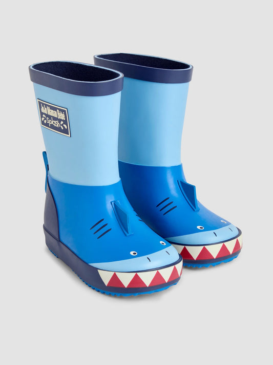 JoJo Maman Bébé Blue Shark Wellies image 1