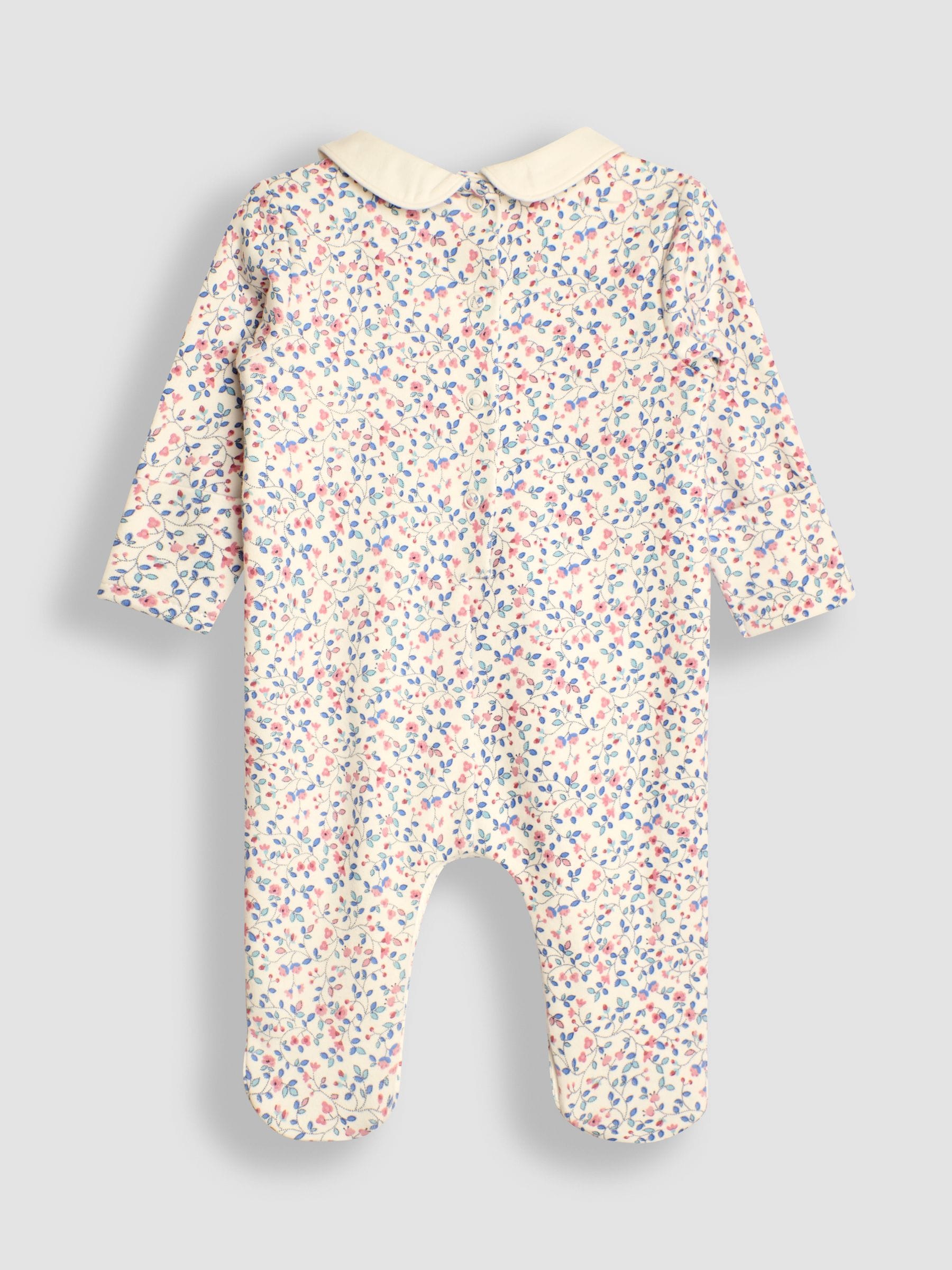 JoJo Maman Bébé Cream Pretty Smocked Sleepsuit image 2