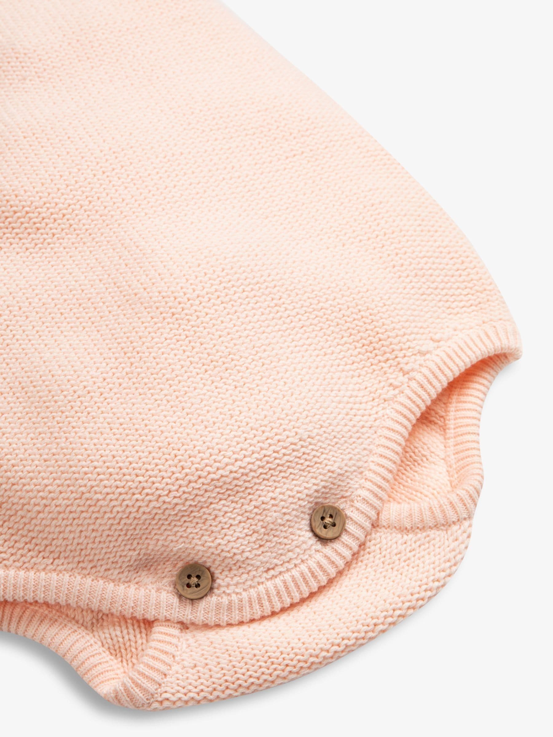 The Little Tailor Pink Stylish Knitted 100% Cotton Romper image 3