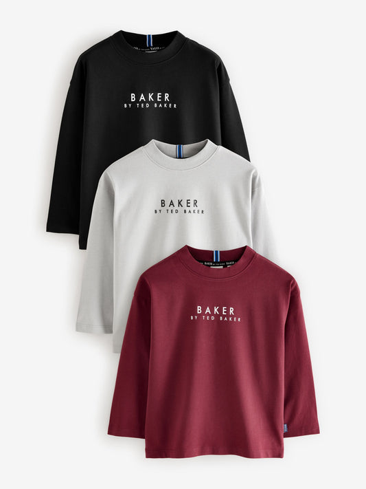 Baker by Ted Baker Cotton Long Sleeve T-Shirts 3 Pack image 1