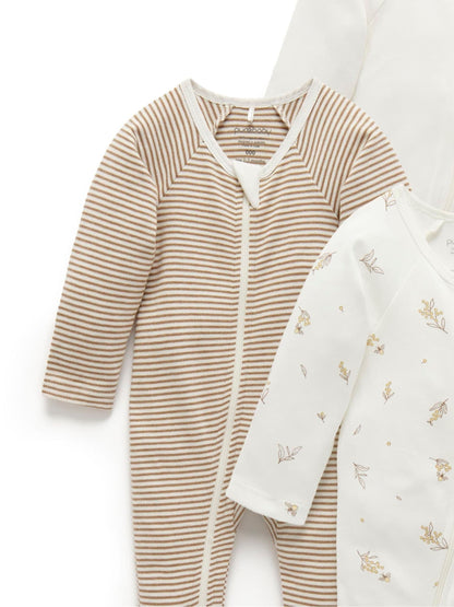 Purebaby Natural Zip Sleepsuits 4 Pack image 3
