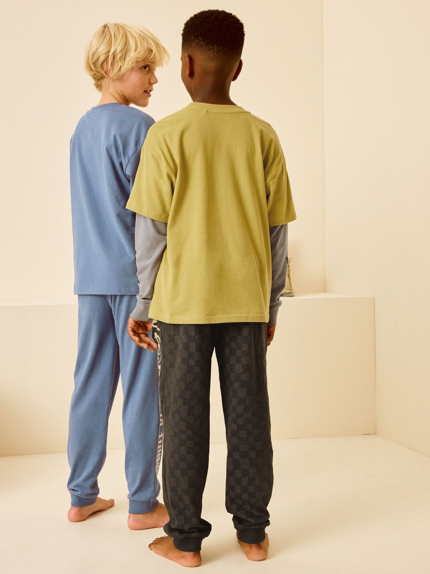 Citrine Yellow/Purple Checkerboard Long Sleeve Pyjamas 2 Pack (3-16yrs) image 3