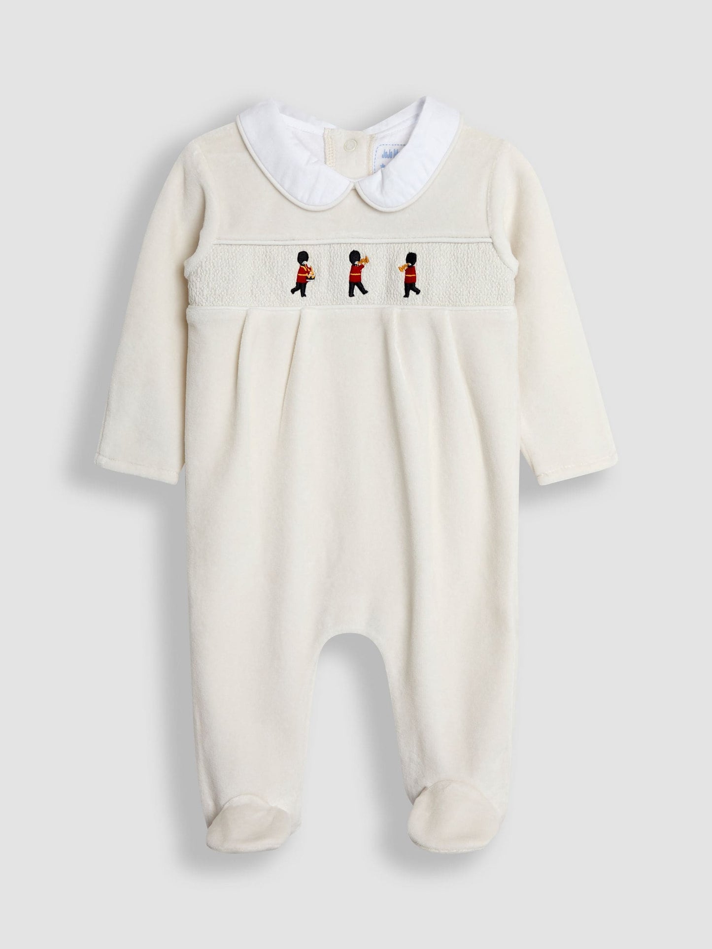 JoJo Maman Bébé Grey London Guard Smocked Velour All-In-One image 1