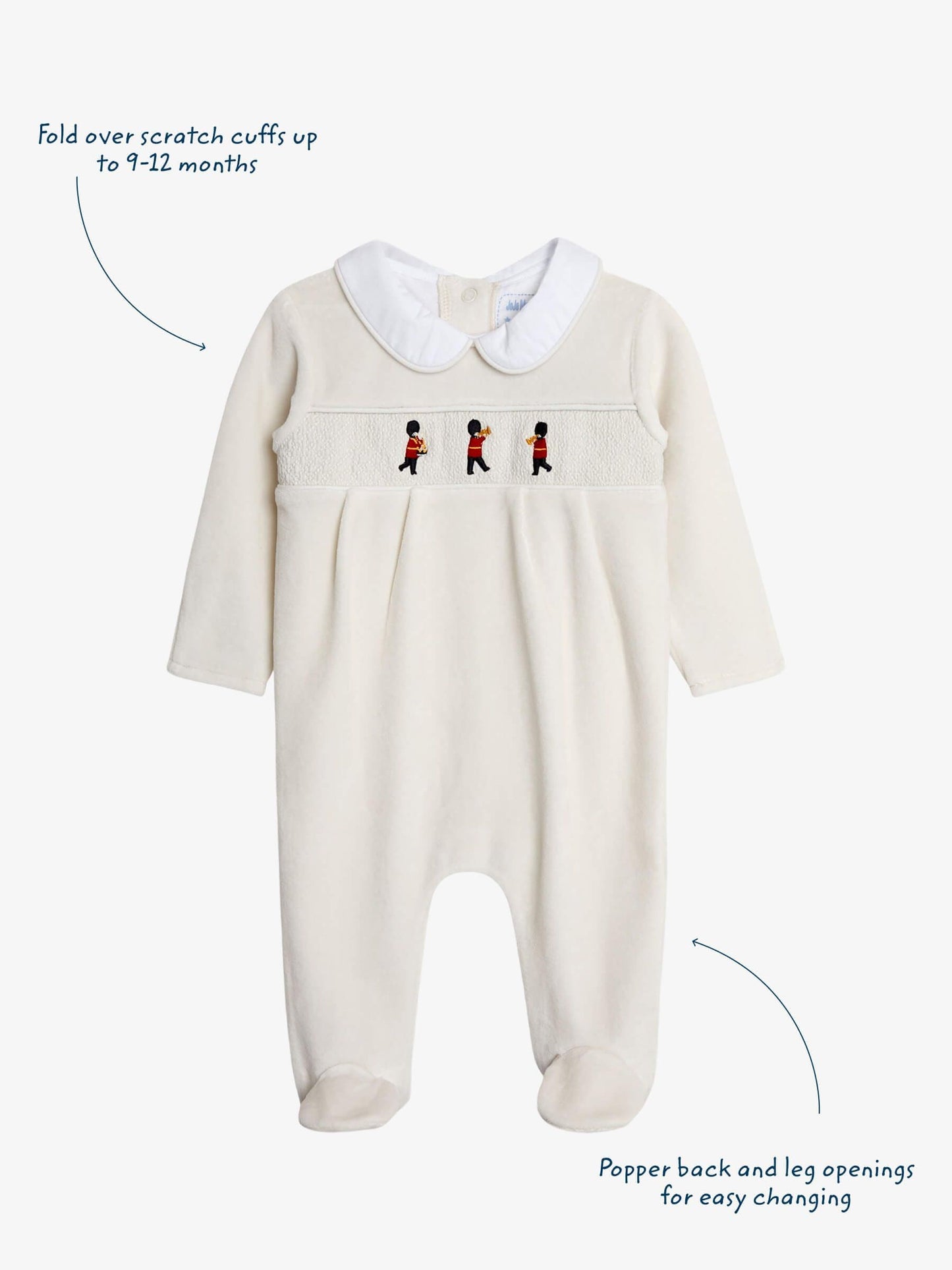 JoJo Maman Bébé Grey London Guard Smocked Velour All-In-One image 3