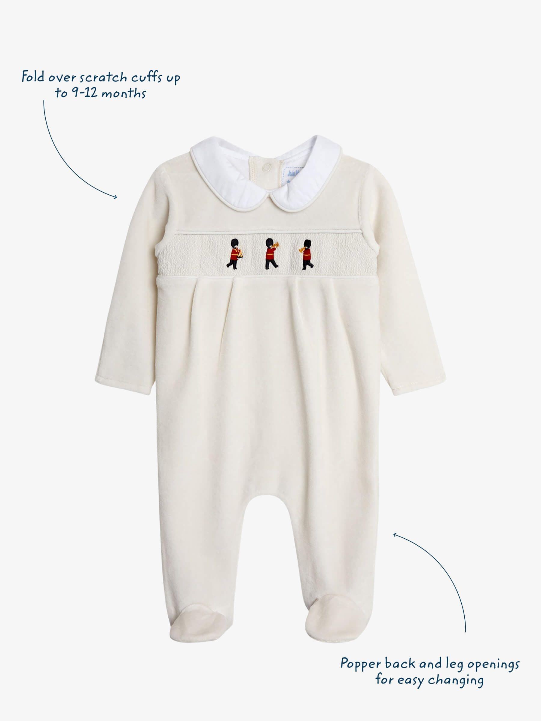 JoJo Maman Bébé Grey London Guard Smocked Velour All-In-One image 3
