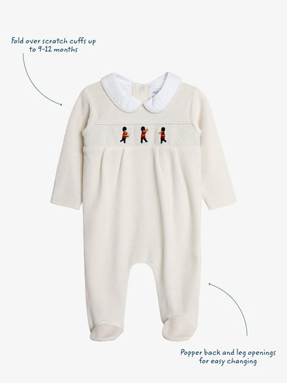 JoJo Maman Bébé Grey London Guard Smocked Velour All-In-One image 3