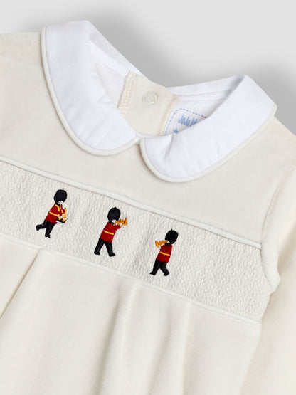 JoJo Maman Bébé Grey London Guard Smocked Velour All-In-One image 5