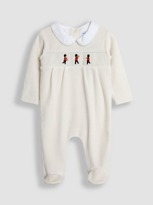 JoJo Maman Bébé Grey London Guard Smocked Velour All-In-One image 1