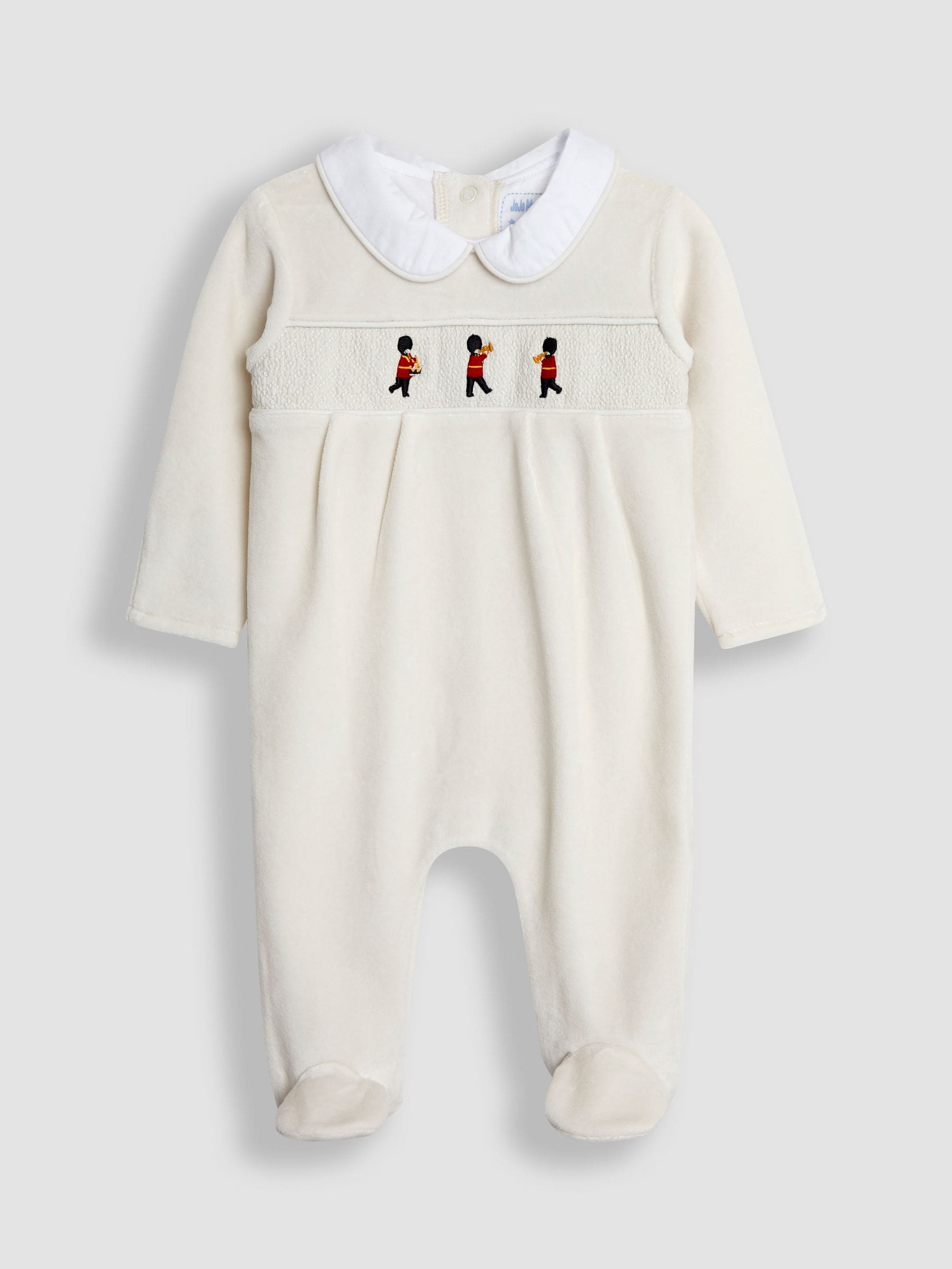 JoJo Maman Bébé Grey London Guard Smocked Velour All-In-One image 1
