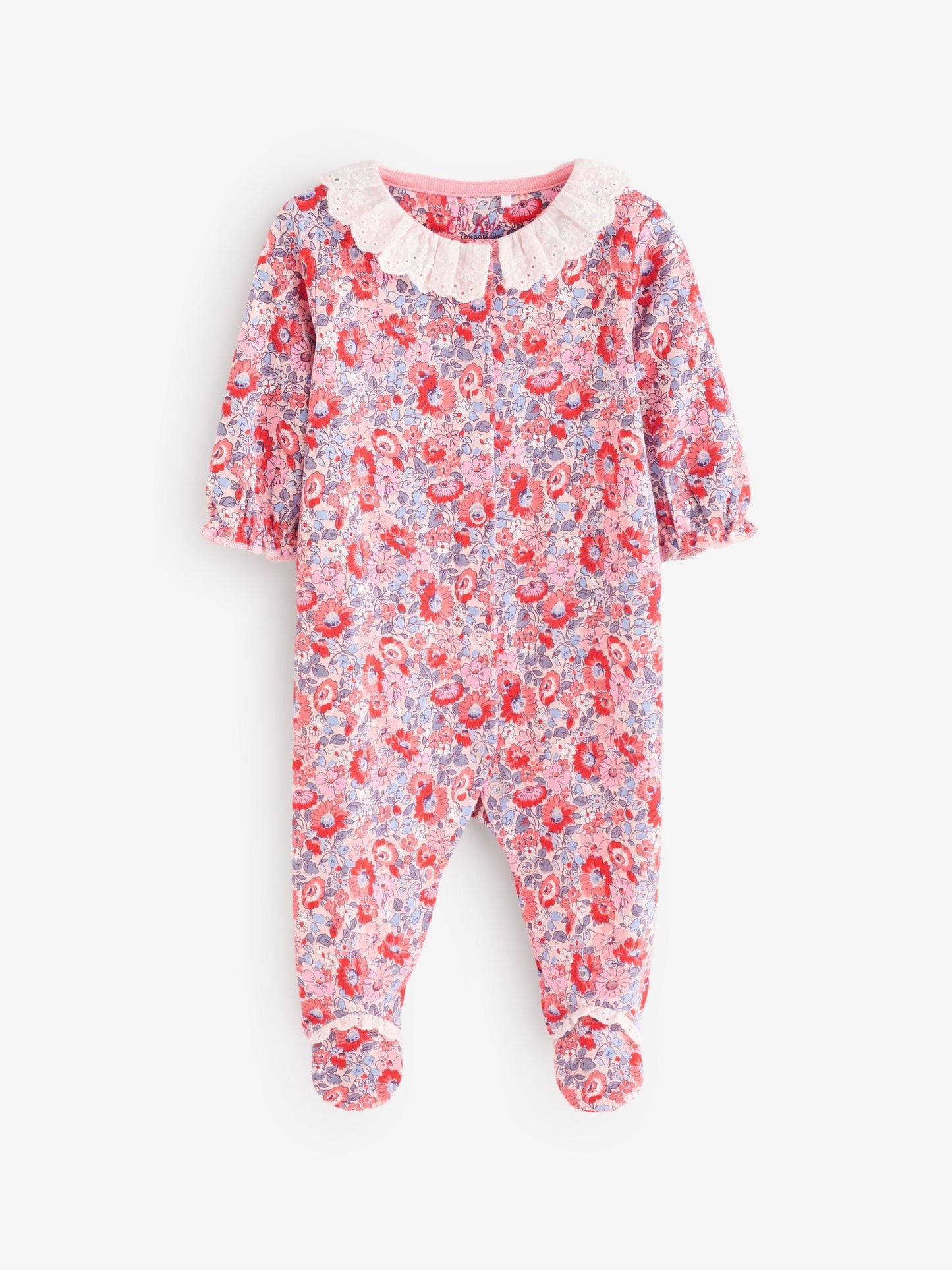 Blue Cath Kidston Floral Baby 100% Cotton Sleepsuits 3 Pack image 4