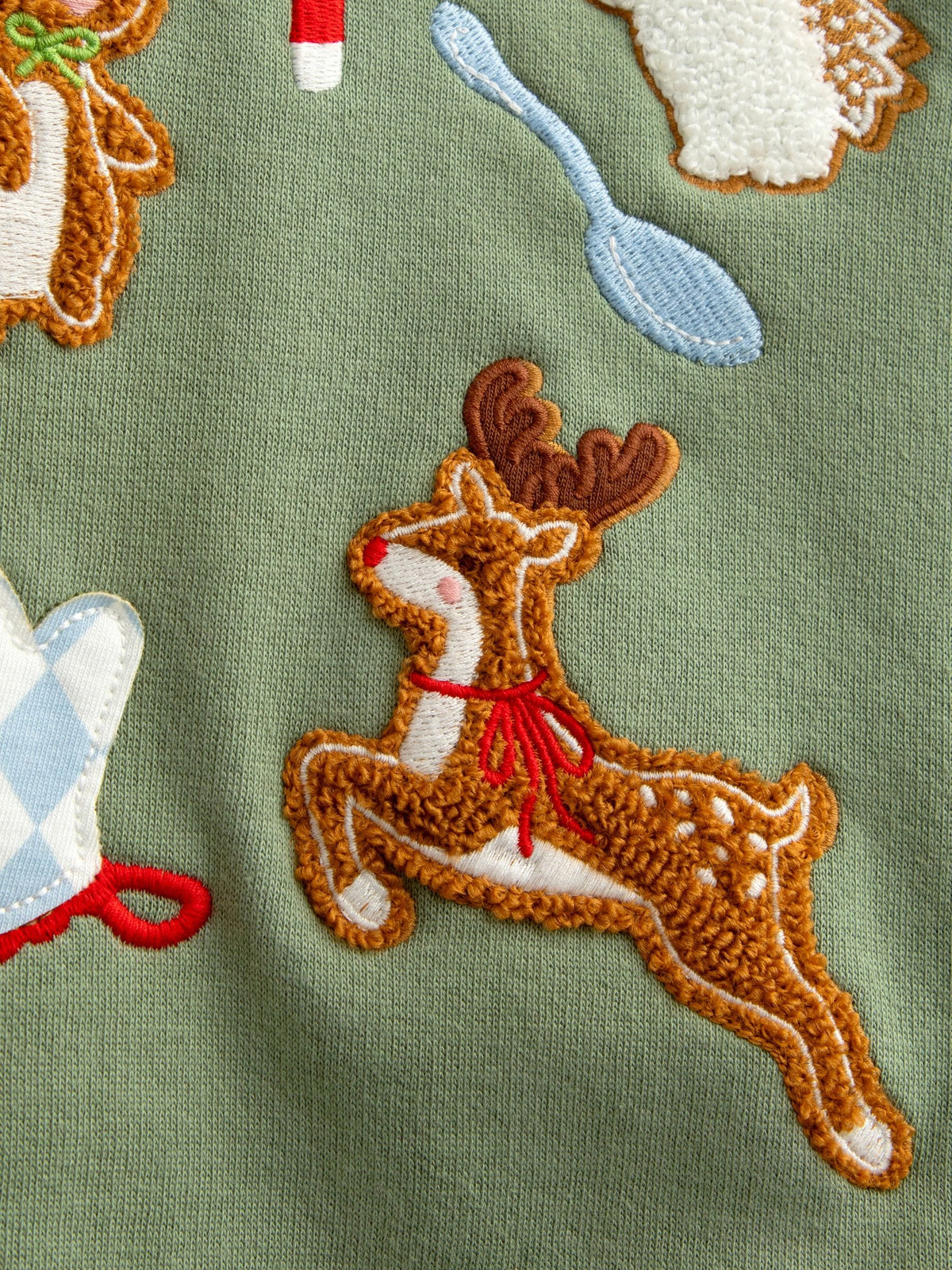 JoJo Maman Bébé Sage Green Christmas Friends Appliqué Sweatshirt Jogger Set - image 6