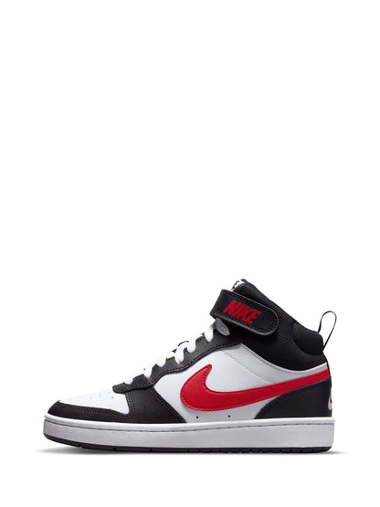 Nike White/Black Red Youth Court Borough Mid Trainers image 2
