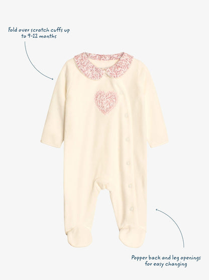 JoJo Maman Bébé White Heart Appliqué Velour All-In-One image 4
